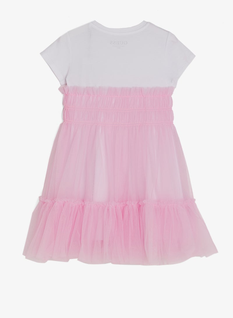 جس فستان قصير الأكمام بتصميم واسع من الأسفل للأطفال - Image 2